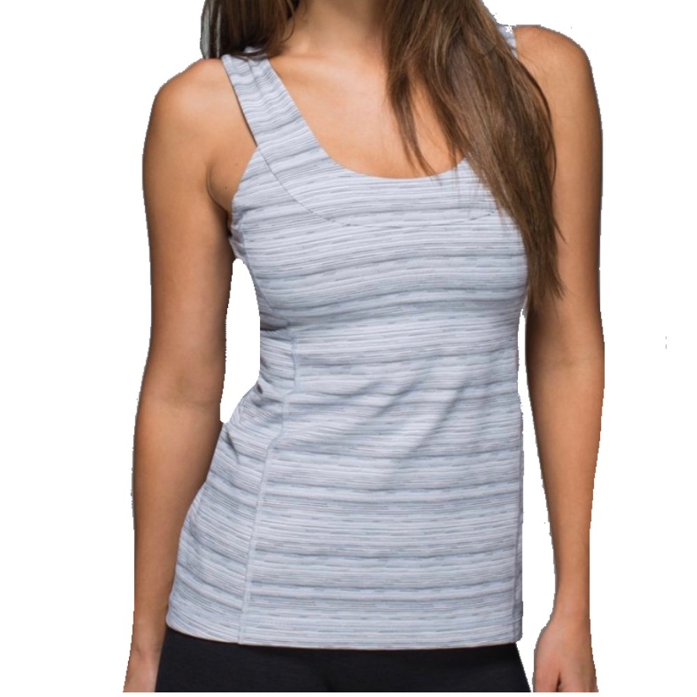 Lululemon Scoop Back Tank - Cyber Stripe White Silver Fox